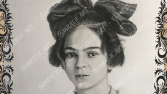 Frida Kahlo Kara kalem portre