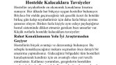 Hostelde Kalacaklara Tavsiyeler