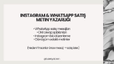 Instagram, WhatsApp ve Reklam Odaklı Satış Metinleri