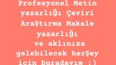 Her türden metin yazarlığı, araştırma, çeviri, makale vb. 