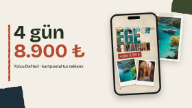 Yolcu Defteri kartpostal tarzı tur reklamı