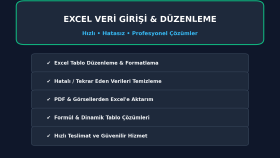 excel tablolarınızı düzenler veri girişi yapar ve temizlerim
