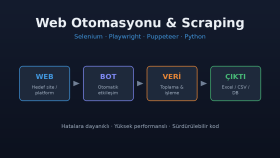 Selenium veya Playwright ile web otomasyonu geliştiririm