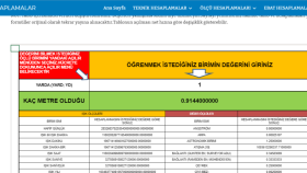Excel uzunluk öçlüleri tablosu