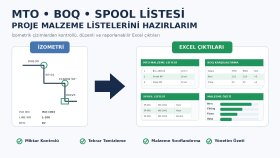 MTO BOQ spool ve proje malzeme listesi hazırlarım