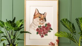 Cat in flowers