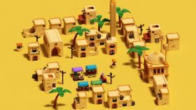 Voxel Art Oriental Village
