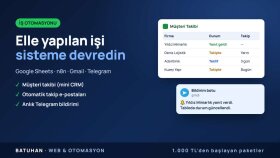 işlerinizi Sheets, n8n ve Telegram ile otomatikleştiririm