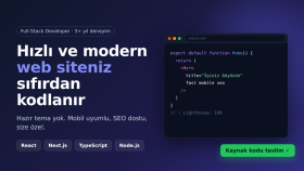 React ve Next.js ile hızlı ve modern web sitesi yaparım