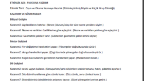 Okul Öncesi Etkinlik Planı