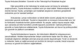 Toyota Ambulans Modelleri: Güvenilir ve İleri Teknolojili Ac