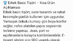 Erkek Basic Tişört | E-Ticaret Ürün Açıklaması