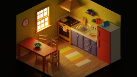 3D Low-Poly Mutfak Tasarımı