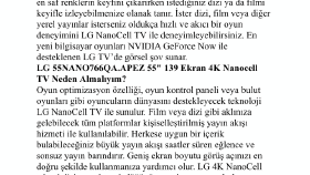 LG teknolojisi LG 55NANO766QA.APEZ 55’’ 139 Ekran 4K Nanocell TV