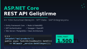 ASP.NET Core REST API ve backend servisi geliştirebilirim