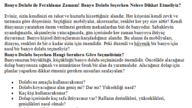 Banyo Dolabı Özellikleri