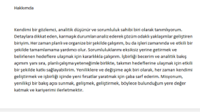 hakkımda yazısı