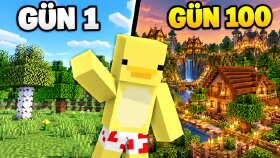 Minecraft YouTube Thumbnail - Gün 1 vs Gün 100