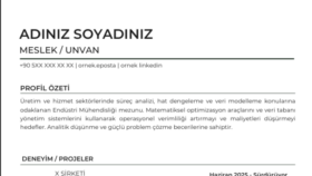 Endüstri Mühendisi - Modern ATS Uyumlu CV Tasarımı