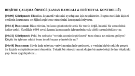 Deşifre Çalışma Örneği (Zaman Damgalı & Editoryal Kontrollü)