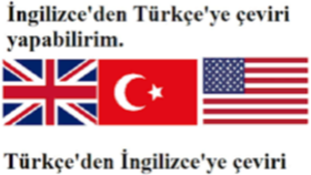 İngilizceden Türkçe, Türkçden İngilizce çeviri yapabilirim
