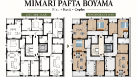 mimari çizimlerinizi boyar, paftalarınızı düzenlerim