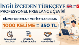 İngilizce çevirilerinizi uygun fiyata yaparım