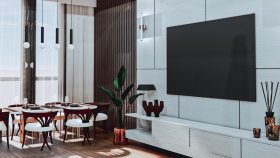 Modern apartman dairesi 3D tasarımı, render - Oturma odaları