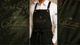 Dolcetto markası için logo ve önlük tasarımı