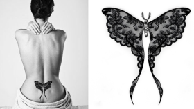 Gothic lace moth tattoo