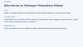 Saha Servisi ve Teknisyen Yönlendirme Sistemi