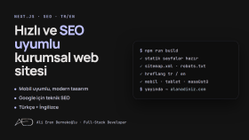 next.js ile hızlı ve seo uyumlu kurumsal web sitesi yaparım