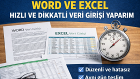 word ve excel dosyalarınız için veri girişi yaparım