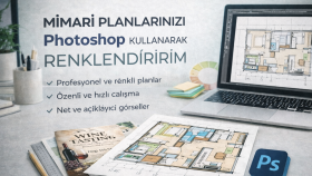 mimari planlarınızı Photoshop kullanarak, renklendiririm