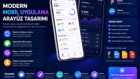 modern mobil uygulama arayüzü tasarlarım