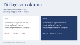 1000 kelimelik Türkçe metninizin son okumasını yaparım