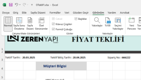 Fiyat teklifi excel