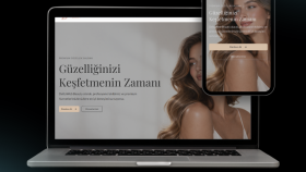 Güzellik salonları için modern ve şık web sitesi.