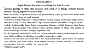 Covid-19 hakkında İngilizce bir haberin çevirisi