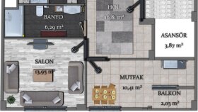  2D renkli kat Planı
