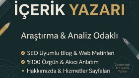 SEO uyumlu blog ve web içeriği yazar, düzenlerim