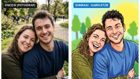 Çift Portresi – Fotoğraftan Renkli Karikatür Çizimi