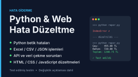 Python ve web sitenizdeki hataları hızlıca düzeltirim
