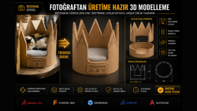 Fotoğraftan CNC Uyumlu Ahşap Kedi Yatağı Tasarımı