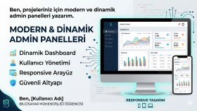 projeleriniz için modern ve dinamik admin panelleri yazarım