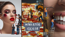 Minyatür Karakter işçilerden oluşan videolar