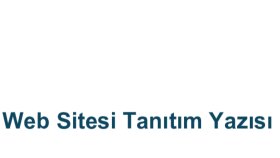 Web Sitesi Tanıtım Yazısı