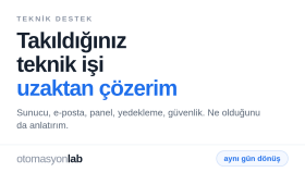 takıldığınız teknik işi uzaktan çözerim