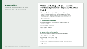 KVKK uyum belge seti — örnek klinik dosyası (aydınlatma metn