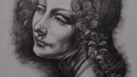 Leonardo Da Vinci Kayalıklar Bakiresi karakalem çizimi